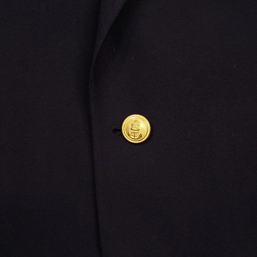 Chaps Ralph Lauren Blazer Mens 42R Navy Blue Wool Gold Crest Buttons Sport Coat